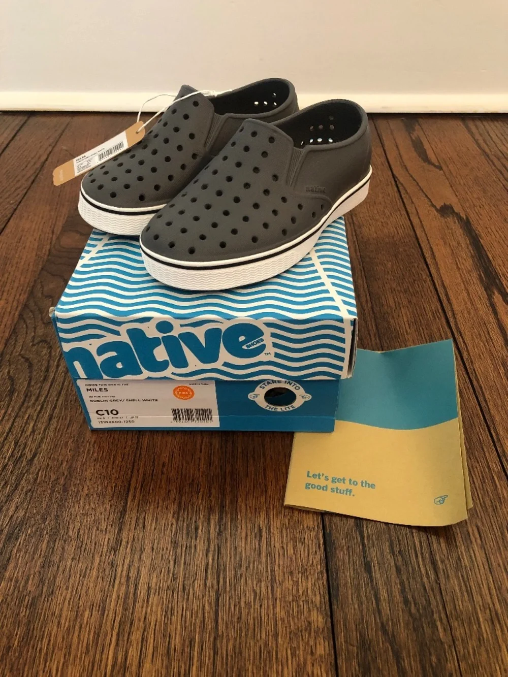 NWT Native Miles Toddler Shoes, Dublin Grey/Shell White, Size C10
